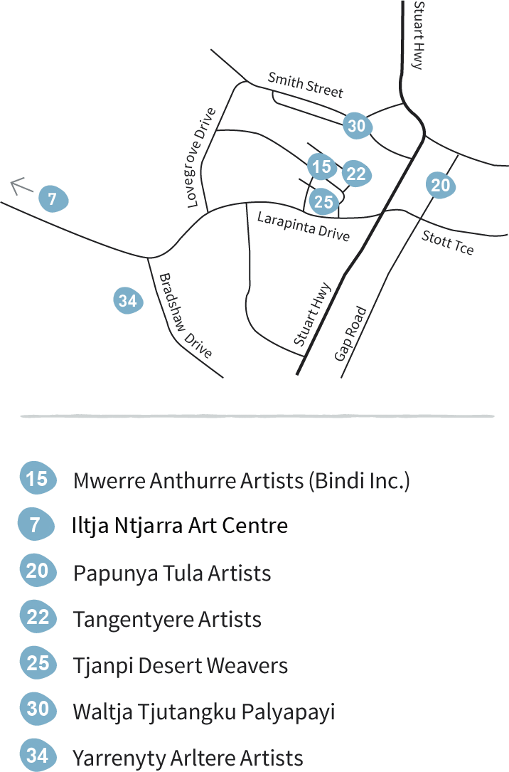 Map of Alice Springs art centres